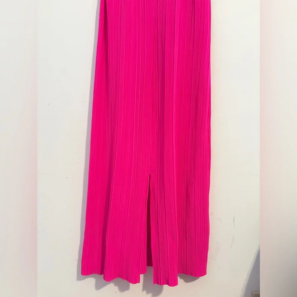NWT Womens A New Day Hot Pink Pleated Halter Neck Thin Breathable Dress Sz Large - Picture 10 of 15